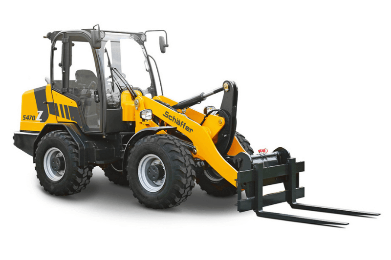 Palettengabel an einem Schäffer 5470 Z Radlader