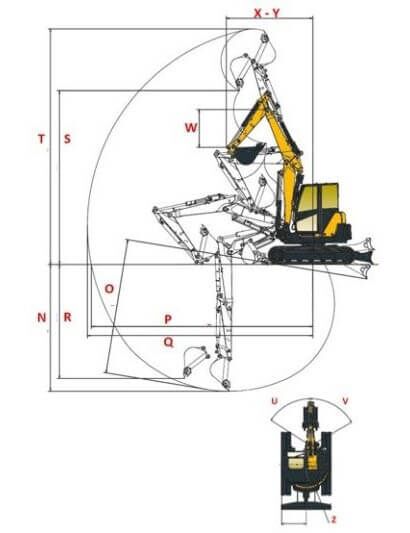 VIO80-2PB Midibagger Abmessungen 