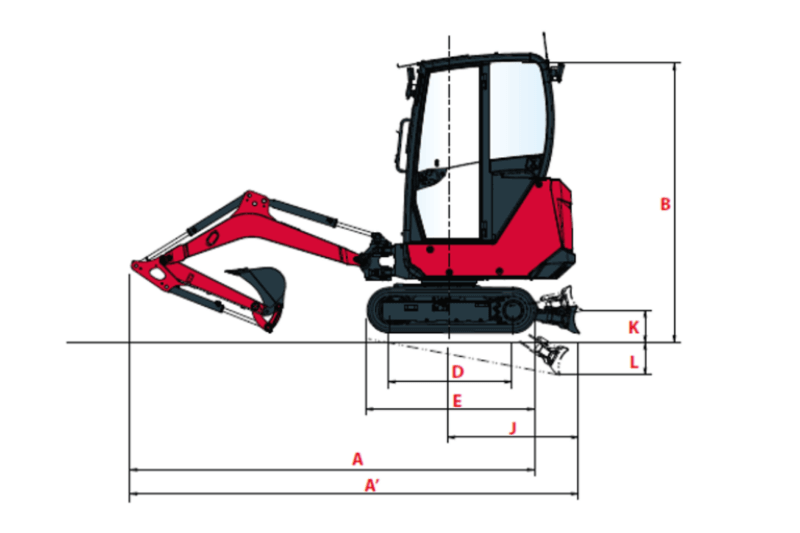 Daten des SV19VT Minibaggers von Yanmar