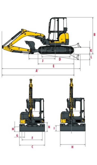 Abmessungen des Yanmar ViO50-6B
