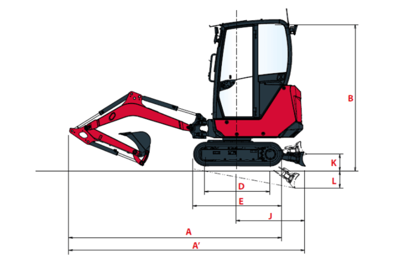 Yanmar SV15VT Abmessungen 