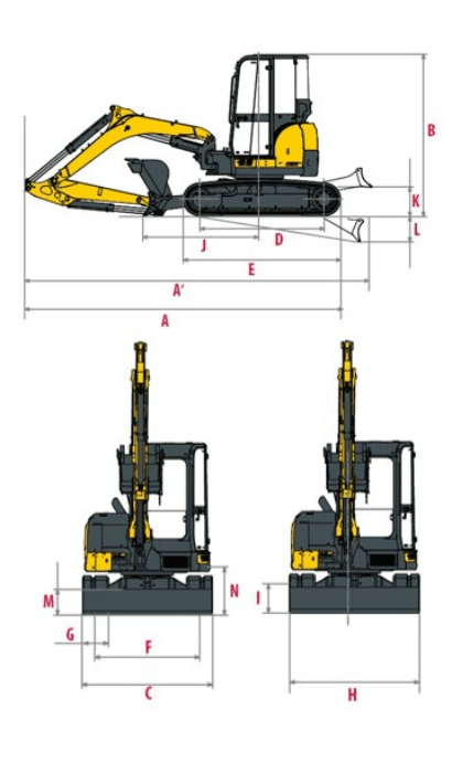 Abmessungen des Yanmar ViO57-6B