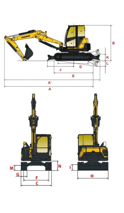Abmessungen des Yanmar ViO80-1