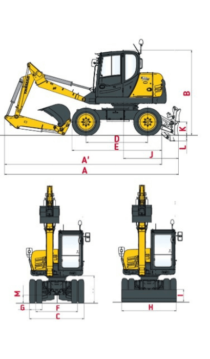 Abmessungen des Yanmar B75W
