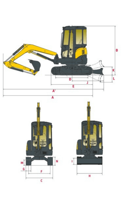 Abmessungen des Yanmar ViO27-6