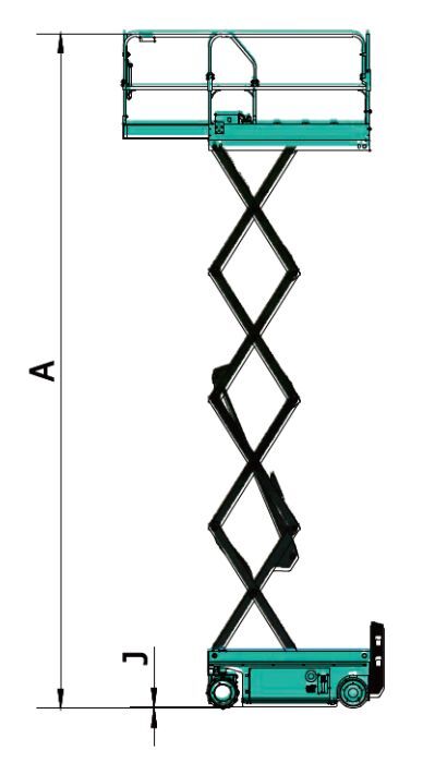 Technische Zeichnung der Sunward SWSL1008DC Scherenbühne