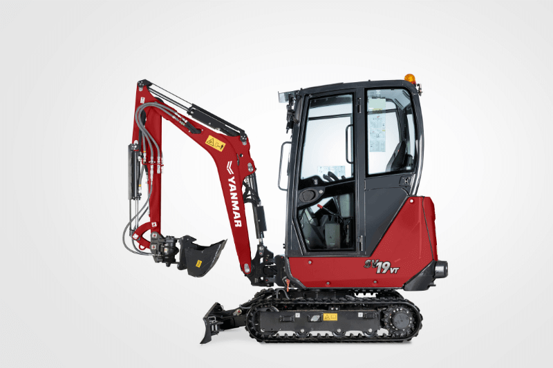 Rechte Ansicht des SV19VT Minibaggers von Yanmar