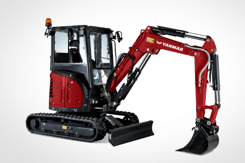 Seitenansicht von rechts auf einen Yanmar ViO33-6 Minibagger