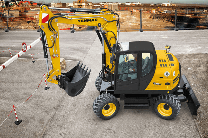 Kompakter B110W Mobilbagger von Yanmar